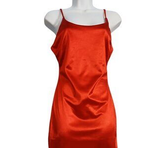 Sexy Red Satin Party Dress Women Sleeveless Summer Bodycon Dress Size Medium